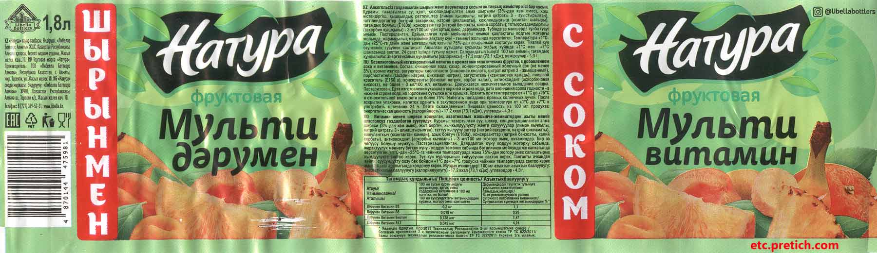 Либелла Боттлерс Алматы Натура - напитки прохладительные, отзывы