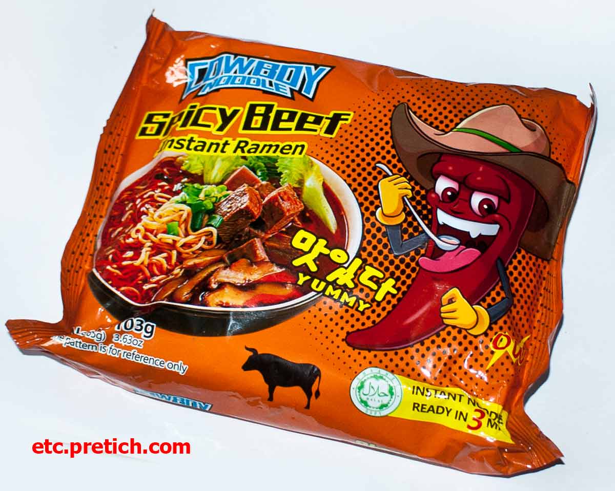 Обзор и отзыв на Cowboy с острым говяжьим вкусом лапша быстрого приготовления