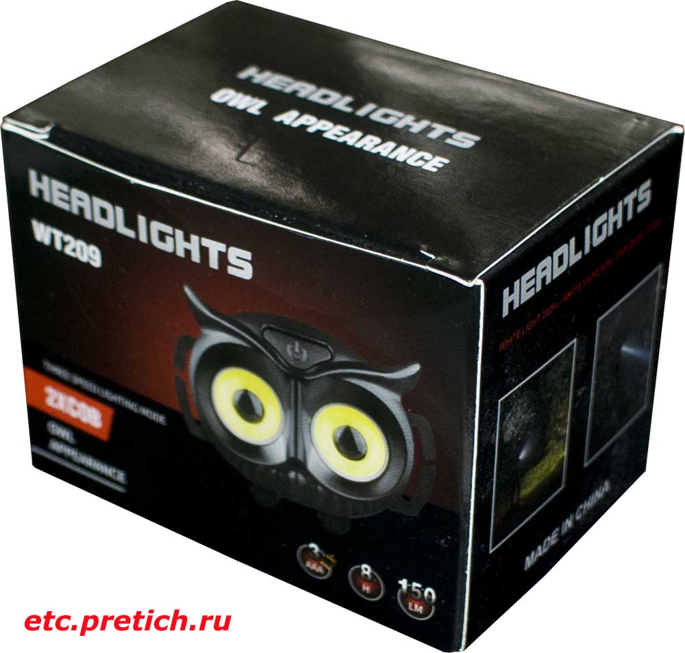 обзор WT209 Headlight налобного фонарика светодиодного, Китай